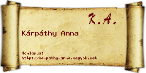 Kárpáthy Anna névjegykártya